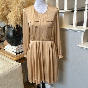 J. Crew Long Sleeve Draped Satin Knee Length Dress Size 6